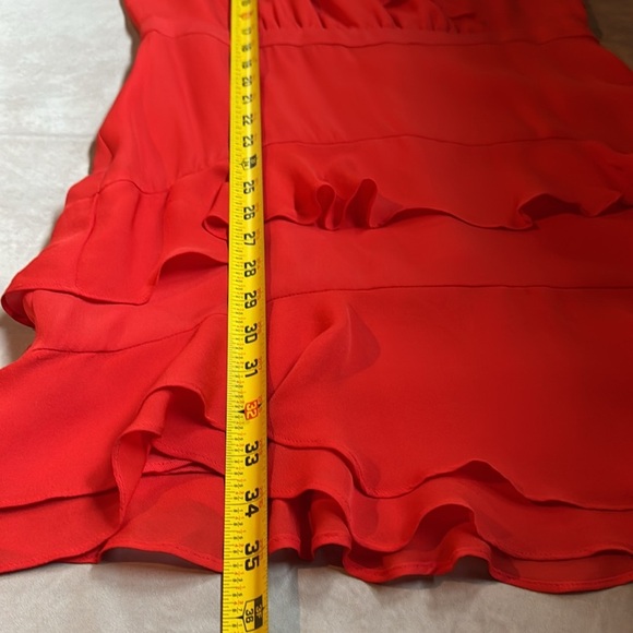 Parker Revolve Silk Dress Ruffles VNeck Red Romantic Wedding Guest Date Night 8 - Picture 13 of 13